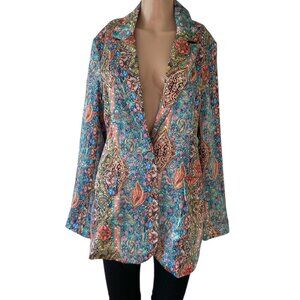 Venti6 Multicolor Floral Paisley Satin Size L Blazer